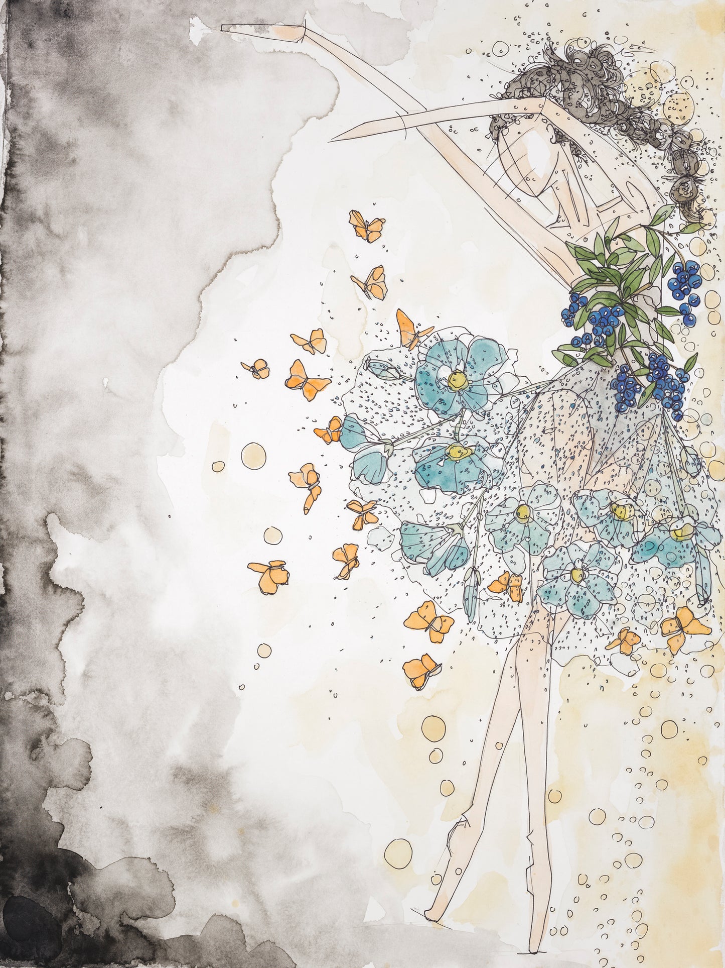 Blueberry and Monarch Butterflies *ORIGINAL*